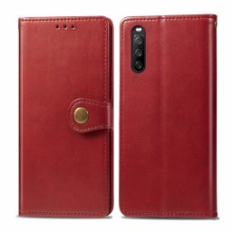 LEATHER BUCKLE Wallet esetben Sony Xperia 10 III piros