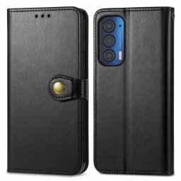 LEATHER BUCKLE pénztárca Motorola Edge 2021 fekete