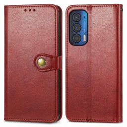 LEATHER BUCKLE Pénztárca Motorola Edge 2021 piros