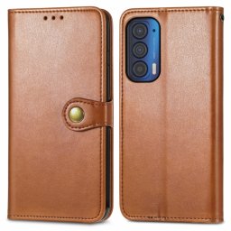 LEATHER BUCKLE Pénztárca Motorola Edge 2021 barna