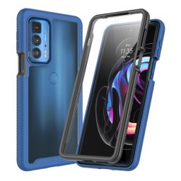 DUAL Kétoldalas borítás Motorola Edge 20 Pro fóliával, sötétkék színben