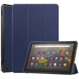 LEATHER Összecsukható borító Amazon Kindle Fire HD 10 / HD 10 2021 (11. generáció) sötétkék
