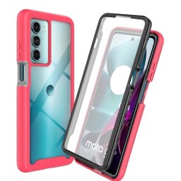 DUAL Kétoldalas borítás fóliával Motorola Moto G200 5G rózsaszín