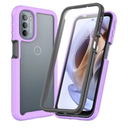 DUAL Kétoldalas borító fóliával Motorola Moto G71 5G lila