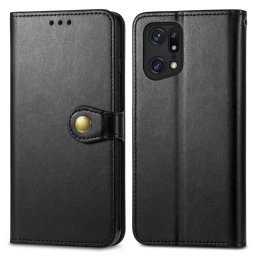 LEATHER BUCKLE pénztárca tok Oppo Find X5 Pro fekete