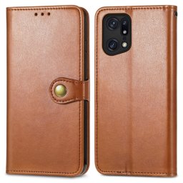 LEATHER BUCKLE Pénztárca tok Oppo Find X5 Pro barna