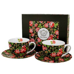Rózsás porcelán csésze aljjal 280 ml - 2 személyes - Krakowski