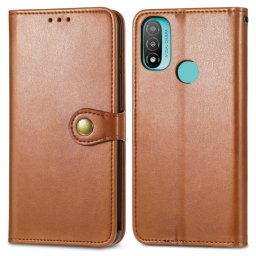 LEATHER BUCKLE Pénztárca Motorola Moto E20 barna