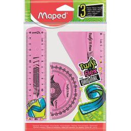 MAPED Vonalzókészlet, műanyag, törhetetlen, 3 darabos, MAPED "Twist'n Flex"
