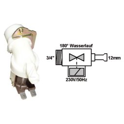 Mosógép alkatrész, MÁGNESSZELEP, ELEKTROMOS-SZELEP 1-UTAS 180° 12MM ew02137