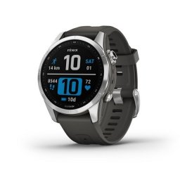 Garmin fenix 7S ezüst grafit színű szilikon szíjjal