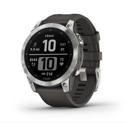 Garmin fenix 7 ezüst, grafit szilikon szíjjal