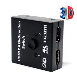 2 portos HDMI switch, bidirekcionális, passzív kétirányú 4k