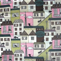 CATWALK, macskák patchwork pamutvászon, rózsaszín