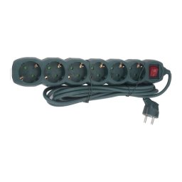 GAO Asztali elosztó 6-os kapcsolóval, 5m, 3x1.5, zöld 250V, 10A, 5.0m, H05VV-F 3x1.5mm² , IP20