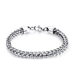 Fonott nemesacél karkötő, V alakú szemekkel (6,5 mm)