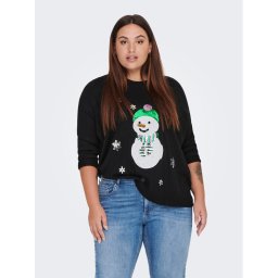 ONLY Carmakoma Sweater Jingle Bell Xmas 15273636 Fekete Regular Fit