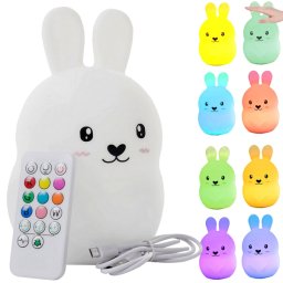 RGB érintőképernyős éjjeli lámpa nyuszi-alakú USB 1200mAh távirányítóval