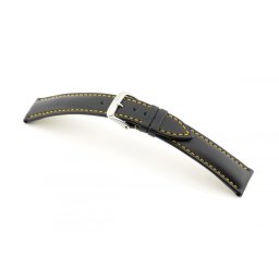 RIOS Smart bőr óraszíj, fekete/sárga, 20/18mm
