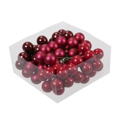 72 db-os betűzős karácsonyi üveg gömb szett, 3 cm - málna