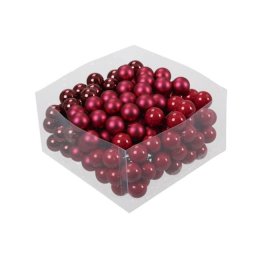144 db-os betűzős karácsonyi üveg gömb szett, 2,5 cm - málna