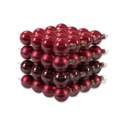 64 db-os karácsonyi üveg gömbszett, 4 cm - málna
