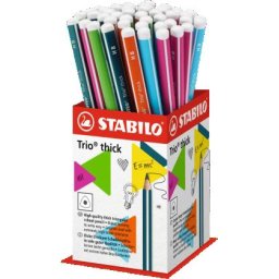 Grafitceruza display STABILO Trio 2B háromszögletű vastag 48 db-os