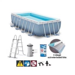 INTEX MetalPrism Set négyszögletű medence 400 x 200 x 122 cm