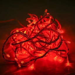 Vezérlős LED fényfüzér fehér kábeles - piros szín 6 m, 120 LED