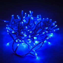Vezérlős LED fényfüzér fehér kábeles - kék szín 6 m, 120 LED