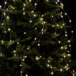 Tündérhaj, ezüst kábel, meleg fehér, 10 szál 20-20 LED-del