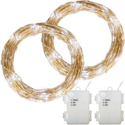 Micro LED tündérfény hideg fehér 10 m (100 LED), 2 szett, elemes