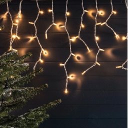 LED-es sorolható jégcsap fényfüggöny, meleg fehér 7,35m (250 LED)