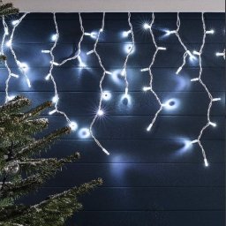 LED-es sorolható jégcsap fényfüggöny, hideg fehér 7,35m (250 LED)