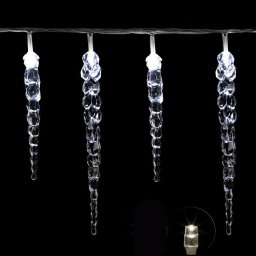 LED-es jégcsap fényfüzér – 5,5m – 40 LED, hideg fehér – távirányítóval