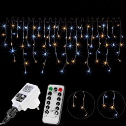 LED-es jégcsap fényfüggöny hideg – meleg fehér 5m (200 LED) – távirányítóval