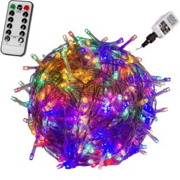 LED-es fényfüzér színes 20m (200 LED) – távirányítóval