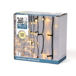 LED fényfüzér, 12 méter, 360 LED, meleg fehér, kültéri / beltéri