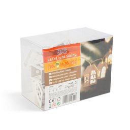 LED fényfüzér – házikó – 10 LED – 1,35 méter – melegfehér – 2 x AA