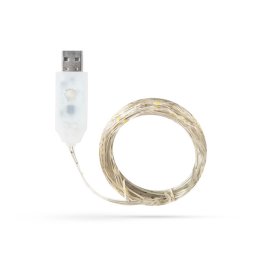 LED fényfüzér – 50 LED – USB – melegfehér – 5 m – 8 funkció