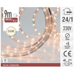 LED fényfüzér csőben - 9 méter, kültéri használatra - meleg fehér