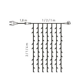 Kültéri LED fényfüggöny, Hideg fehér, 2 x 1 méter