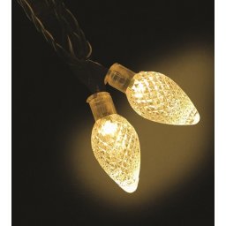 Kristálycsepp fényfüzér, zöld kábel, meleg fehér, 60 LED, 12 méter