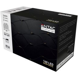 Karácsonyi IP44 fényháló 160 LED, meleg fehér, 2 m x 1,5 m, 8 program