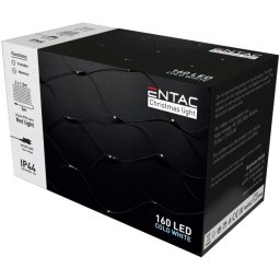Karácsonyi IP44 fényháló 160 LED, hideg fehér, 2 m x 1,5 m, 8 program