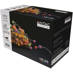 Karácsonyi IP44 fényfüzér 15 mm gömbök, 120 LED, 9 m, többszínű (RGB)