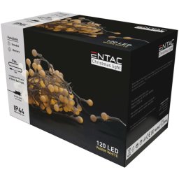Karácsonyi IP44 fényfüzér 15 mm gömbök, 120 LED, 9 m, meleg fehér