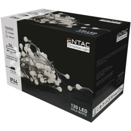 Karácsonyi IP44 fényfüzér 15 mm gömbök, 120 LED, 9 m, hideg fehér