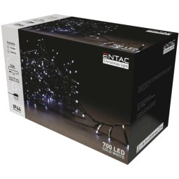 Karácsonyi IP44 700 LED fürtös fénysor, hideg fehér, 14 m