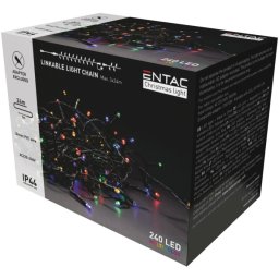 Karácsonyi IP44 240 LED sorolható füzér, többszínű (RGB), 24 m, adapter nélkül